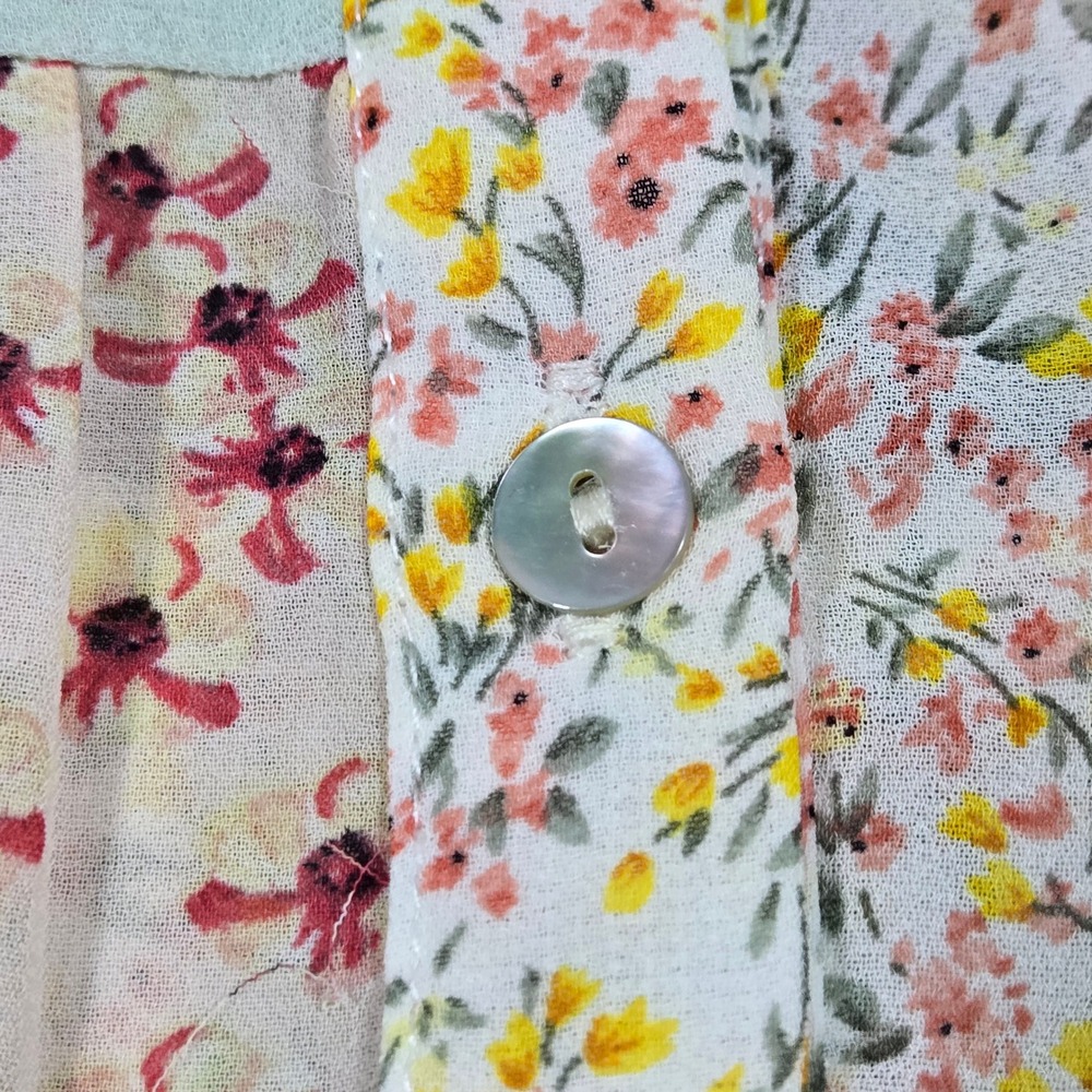 Gigio USA Patchwork Paisley Floral Button Down Sheer Tunic Shirt TC2569 Medium - Picture 4 of 9